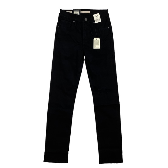 Levi's Premium 724 Distressed High Rise Straight Jeans Black Size 26x32 - Picture 4 of 9